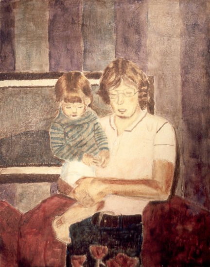 Bob Corby - a painting Megan, my daughter, did in high school of a photo of me & Bob, my son, when he was about 2